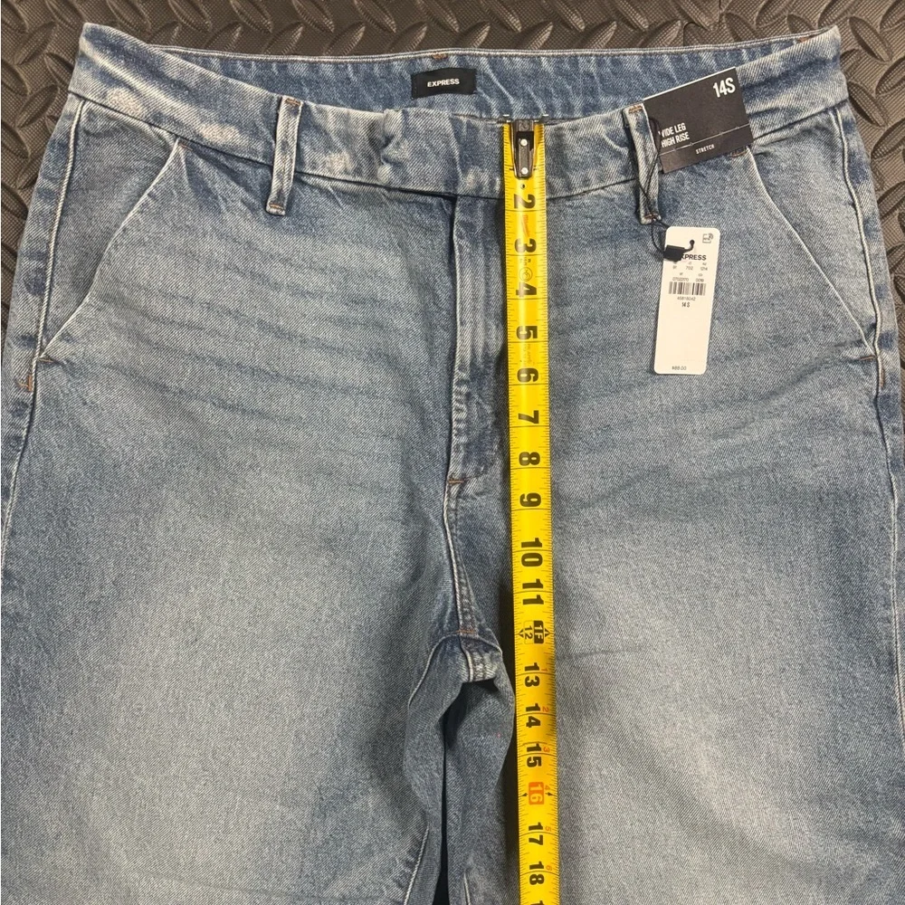 NWT Express Wide Leg High Rise Jeans Size 14S Stretch Denim - Picture 9 of 12